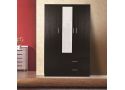 Free Standing Wardrobe with Mirrored Door in Black/White with 2 Drawers - Sunbury